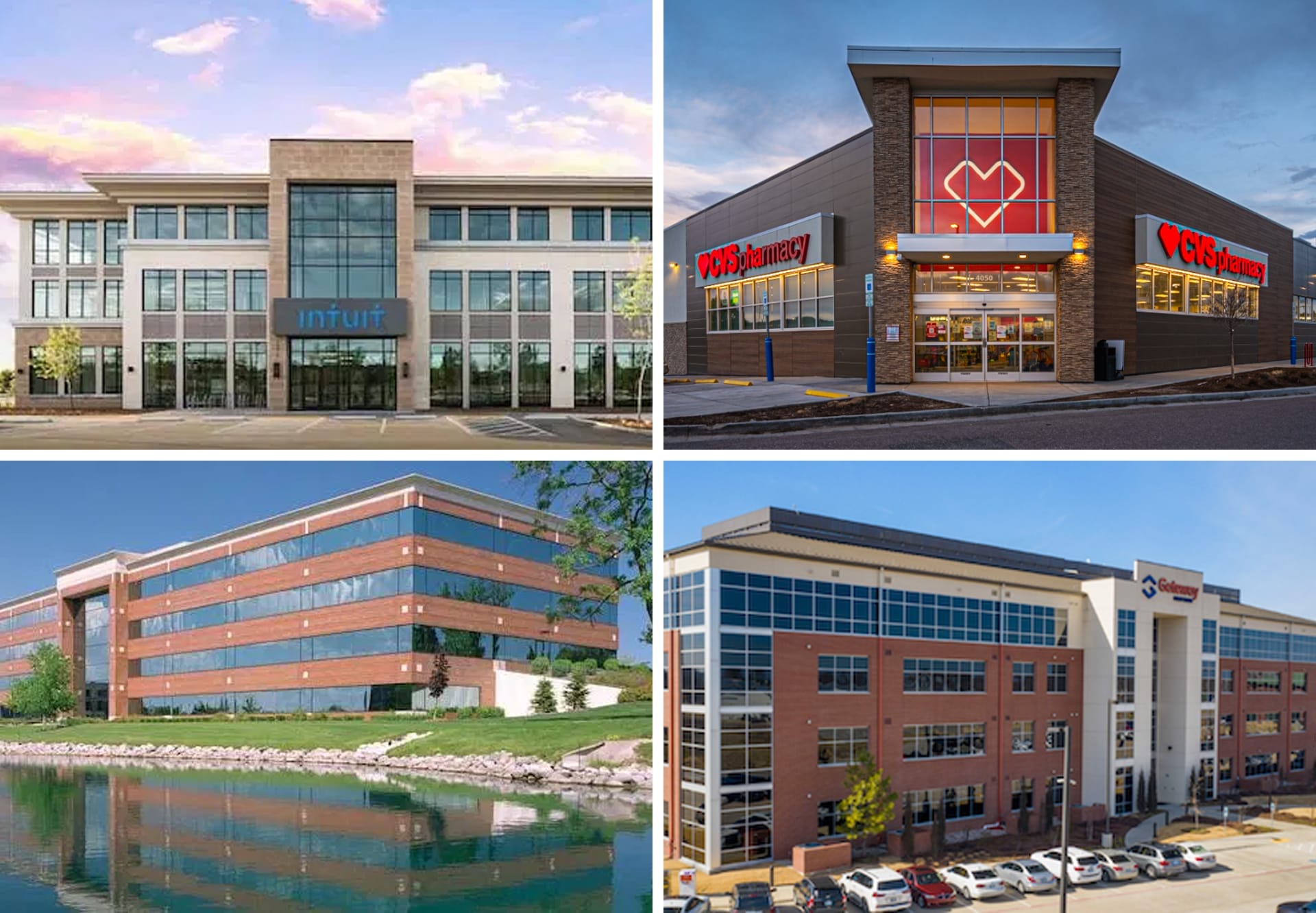 A grid of 4 commercial buildings