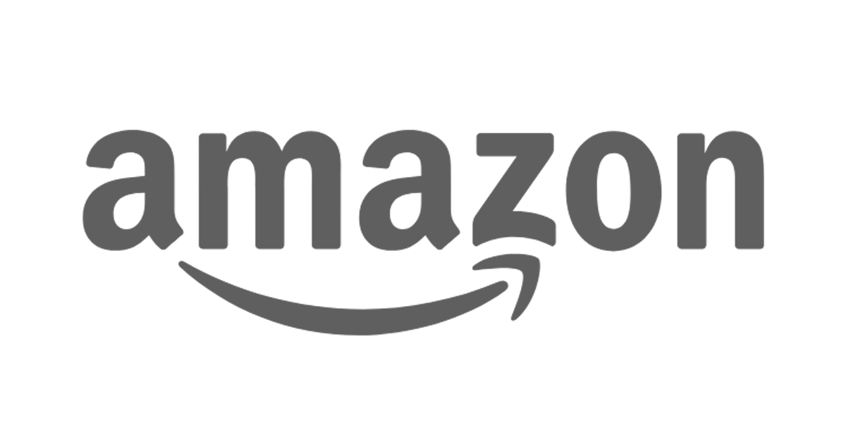 Gray logo of Amazon featuring the word 