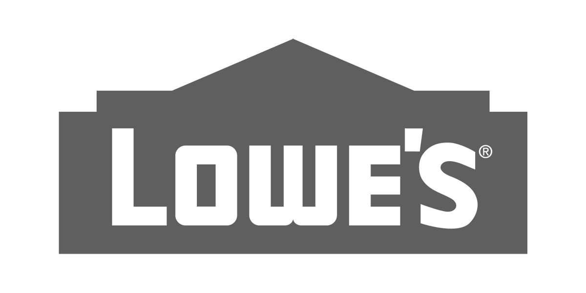 Logo of Lowe's, featuring white capital letters on a dark gray background within a house-shaped outline, suitable for project logos.