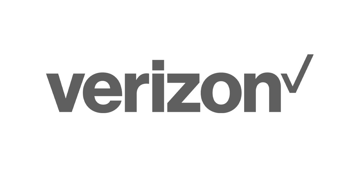 Gray Verizon logo with stylized text and a red checkmark above the letter 'i' is a classic example of logo design.