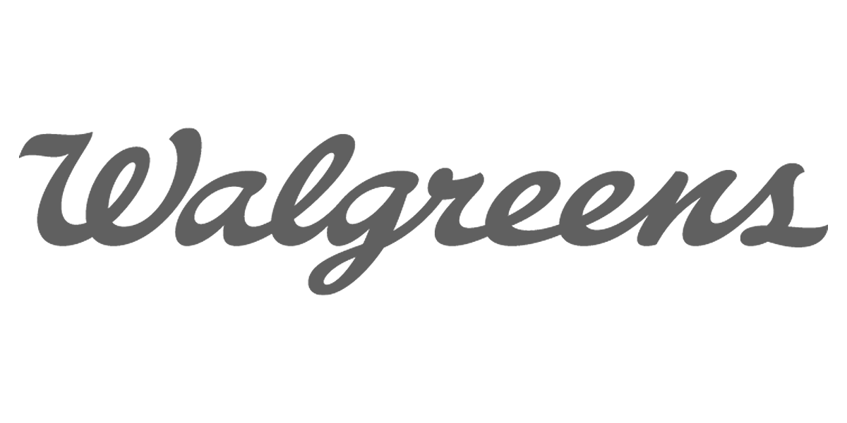 Logo creation of Walgreens in gray cursive text on a transparent background.